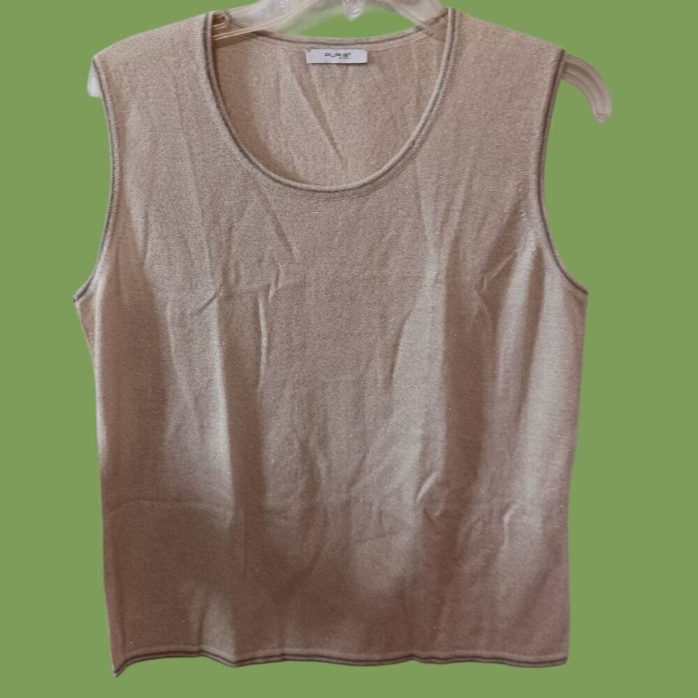 Pure By Lucia  Sleeveless Top with Subtle Shimmer gold  Gold Size 10